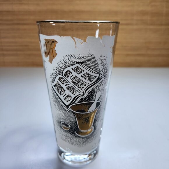 Libbey Glass RX Prescription Tumbler Gold Rimmed Mid Century Vintage 60s - Picture 1 of 10